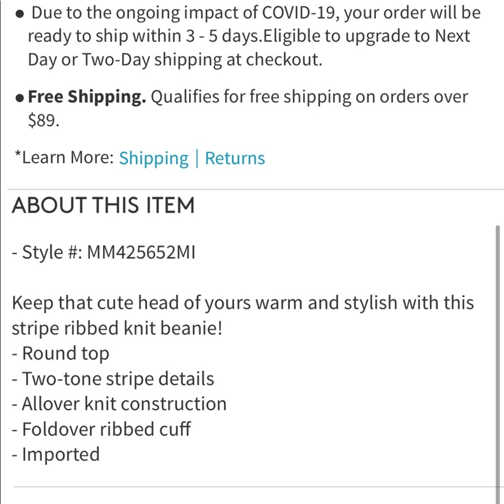 Melrose and Market Striped Knit Beanie - Picture 2 of 2